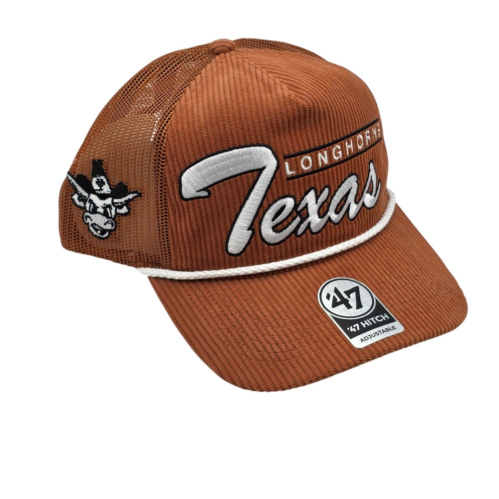 '47 Brand Texas Longhorns Double Header Corduroy Snapback Hat Cap Burnt Orange